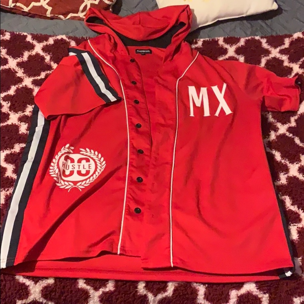 Carbon Hooded baseball shirt